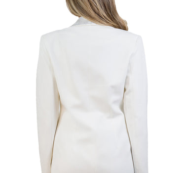 Blazer Blanco Aplicaciones de Brillo en Cuello