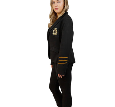 Blazer Negro con Detalle de Aplicación Bordada