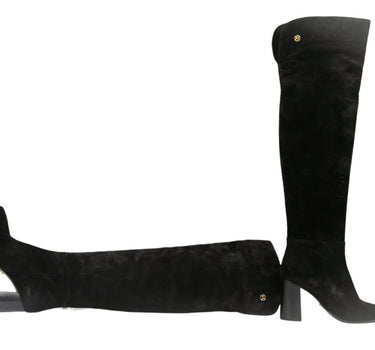 Botas Negras de Gamuza con Tacón Ancho