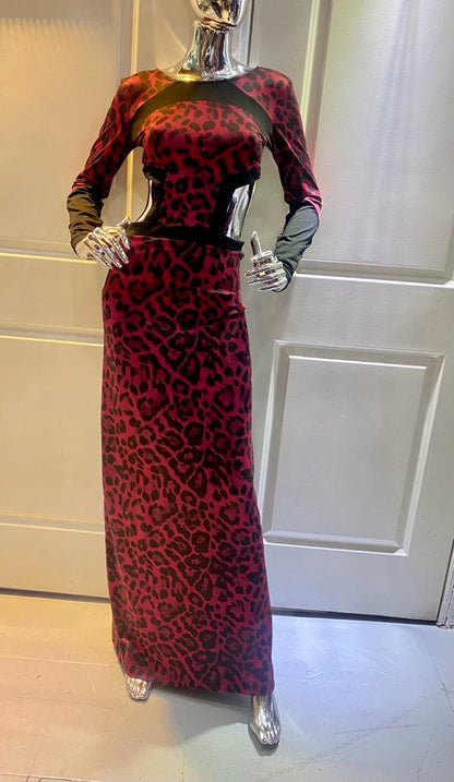 Vestido Largo Vino Animal Print